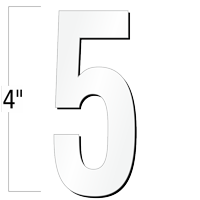 4 inch Die-Cut Magnetic Number - 5, White