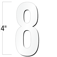 4 inch Die-Cut Magnetic Number - 8, White