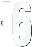 6 inch Die-Cut Magnetic Number - 6, White