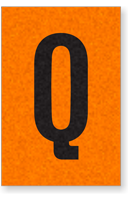 Engineer Grade Vinyl, 1 Inch Letter, Black on Orange, Q