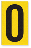 Engineer Grade Vinyl Numbers 2.5" Character Black on yellow 0