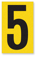 Engineer Grade Vinyl Numbers 2.5" Character Black on yellow 5