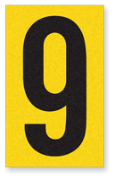 Engineer Grade Vinyl Numbers 2.5" Character Black on yellow 9