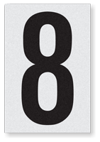 Engineer Grade Vinyl Numbers 3.75" Character Black on white 8