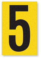 Engineer Grade Vinyl Numbers 3.75" Character Black on yellow 5
