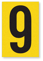Engineer Grade Vinyl Numbers 3.75" Character Black on yellow 9