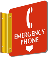 Emergency Phone 2-Sided Sign with Down Arrow