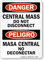 Bilingual Central Mass Do Not Disconnect Sign