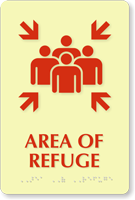 Area Of Refuge Assembly Point Pictogram Braille Sign
