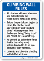 Climbing Wall Rules Wear Helmet Sign