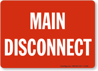 Main Electric Disconnect Sign "ref202111" RED,Reflective, 7X10,Rust Free 