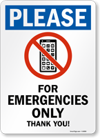 Cell Phone For Emergency Use Only Sign