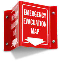 Emergency Evacuation Map Projecting Sign