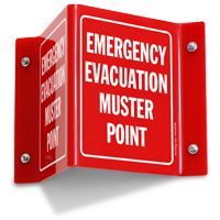 Emergency Evacuation Muster Point Projecting Sign