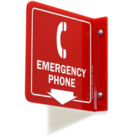 2 Sided Projecting Emergency Phone Sign 