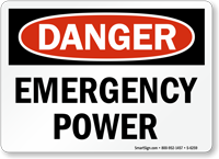 Emergency Power OSHA Danger Sign