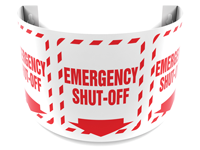 180 Degree Projecting Emergency Shut-Off Sign with arrow