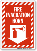 Fire Evacuation Horn Down Arrow Sign
