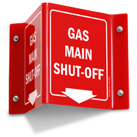 Gas Main Shut Off Projecting Sign