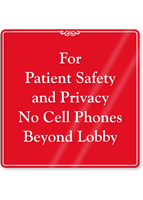No Cell Phones Beyond Lobby Showcase Sign