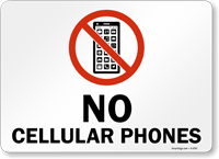 No Cellular Phones with Graphic Sign
