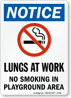 No Smoking In Playground Area Sign (with Graphic)