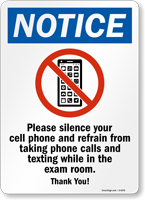 Silence Your Cell Phone Exam Room Sign
