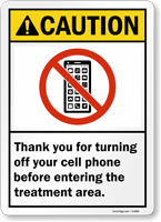 Treatment Area Turn Off Cell Phones Sign