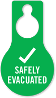 Safety Evacuated Plastic Door Hang Tag