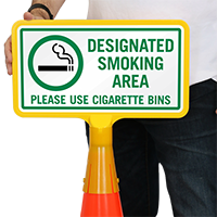 Designated Smoking Area Cone Sign with Symbol