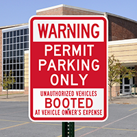 Parking Permit Unauthorized Vehicles Booted Sign