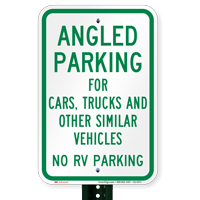 Angled Parking No RV Parking Sign