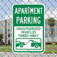 Apartment Parking Unauthorized Vehicles Towed Away Sign