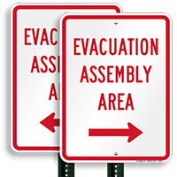 Evacuation Assembly Area Right Arrow Sign