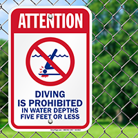 Attention Diving Is Prohibited Pool Sign