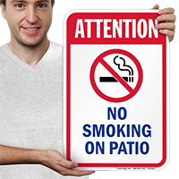 Attention No Smoking On Patio Pool Sign