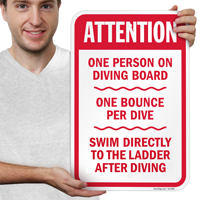 Attention One Person On Diving Board Sign