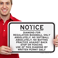 Diamond for Regulation Baseball Only Sign