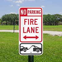 Bidirectional Fire Lane, No Parking Sign