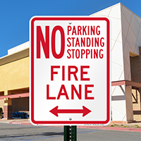 Bidirectional No Parking, Fire Lane Sign
