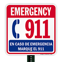 Bilingual Emergency 911 Sign