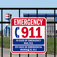 Bilingual Emergency Call 911 Sign