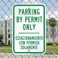 Bilingual Parking By Permit Only Sign