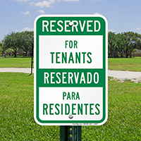 Bilingual Reserved For Tenants Sign