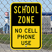 School Zone No Cell Phone Use Sign