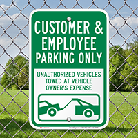 Customer And Employee Parking Only Sign