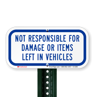 Not Responsible for Damage Sign