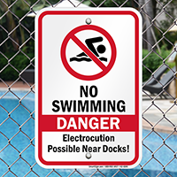 Danger No Swimming Electrocution Possible Sign