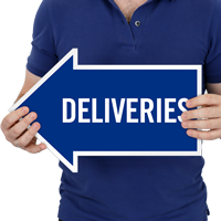 Deliveries, Left Die-Cut Directional Sign