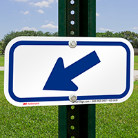 Downwards Left Arrow, Supplemental Parking Sign, Blue